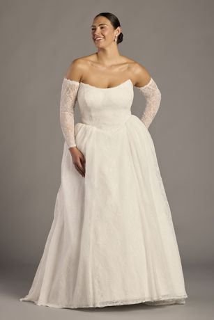 Allover Lace Corset Ball Gown with Basque Waist